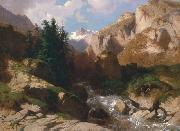 Alexandre Calame Mountain Torrent oil on canvas painting by Alexandre Calame, about 1850-60 oil painting